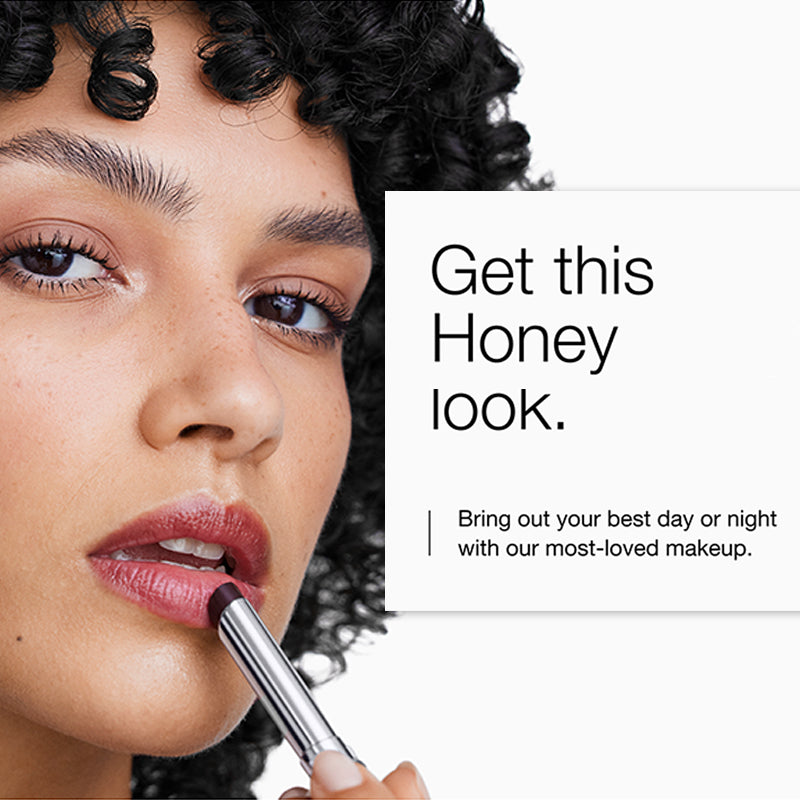 Honey-colored lipstick + mascara